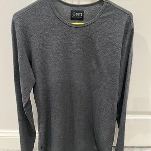 Cuts Clothing Long Sleeve Tee sz L Grey T-Shirt Crew